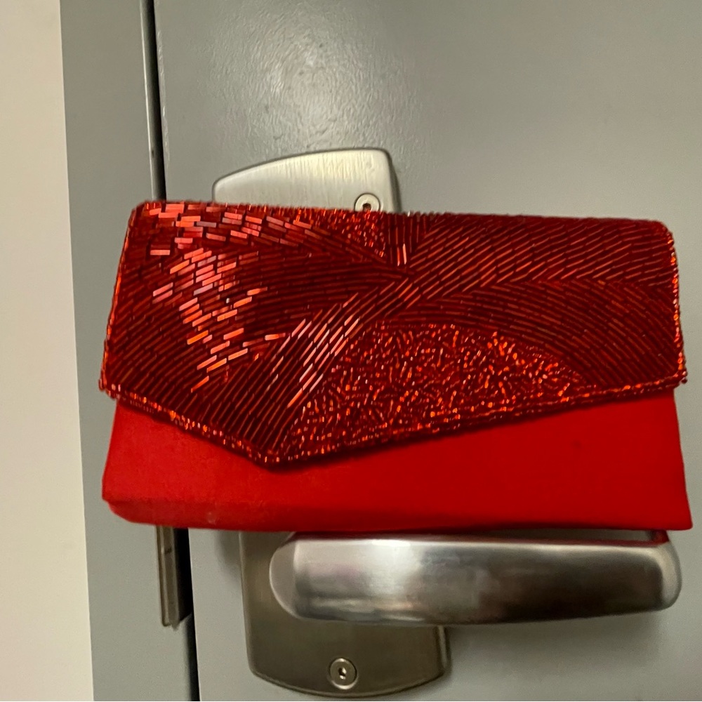 Red clutch bag